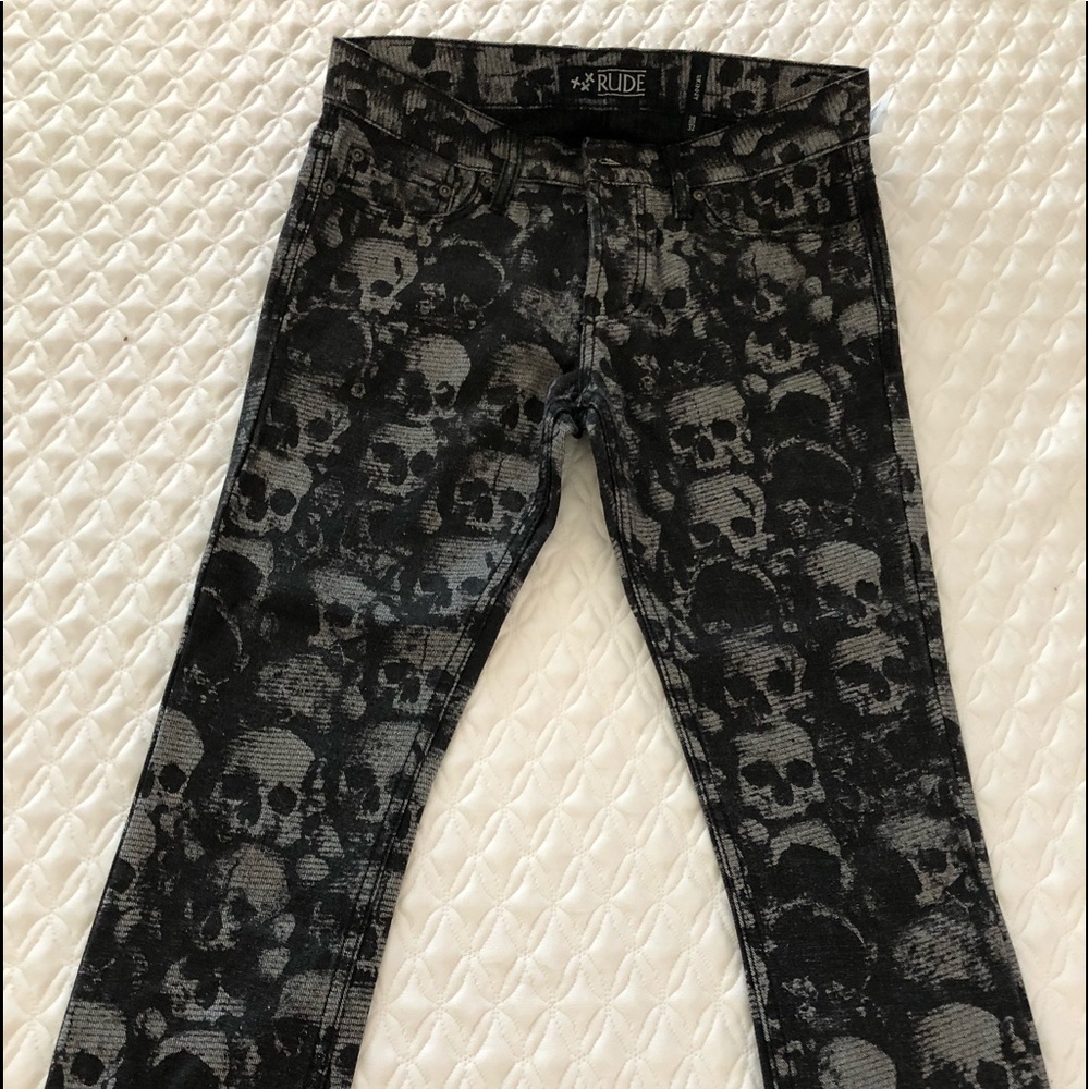 🆕RUDE Skull 💀 Print Skinny Jean 28X32